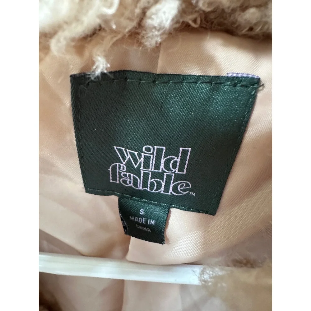 Wild Fable Tan Beige Faux Fur Teddy‎ Coat Shaggy Mid Length Jacket Small